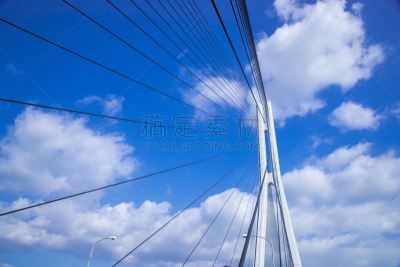 日本,濑户内海,桥,天空,水平画幅,无人,蓝色,诺曼底大桥,斜拉桥,自行车