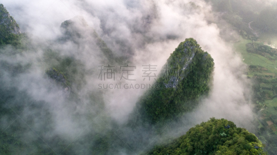 云,山,圆形,绿色,天空,石灰石,阳朔,著名景点,兴平,平滑的