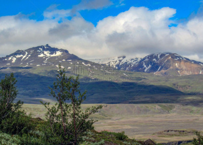 山谷,火山,绿色,冰河,冰岛国,森林,夏天,晴朗,白昼,欧洲