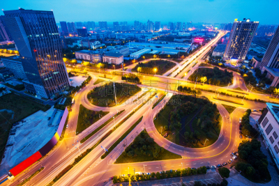 交通,公路,航拍视角,小的,合肥,安徽省,高架道路,多重任务,水平画幅,夜晚