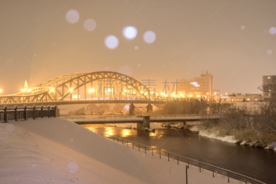 View of Asahikawa city　‘Asahibashi bridge’, Hokkaido
