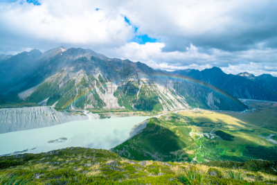 彩虹,风景,雨,冰河,山,高处