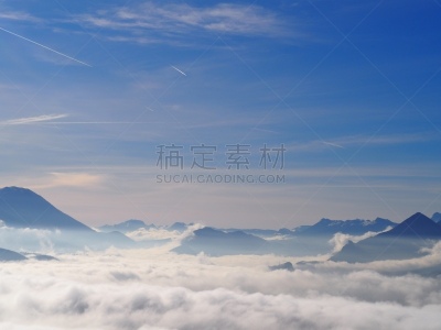 Grenoble, France – December 23, 2018: photography showing a sea of clouds above the city of Grenoble during a morning of december. The photography was taken at La Bastille viewpoint. La Bastille is a fortress culminating at 476 m (1,561ft) above sea level
