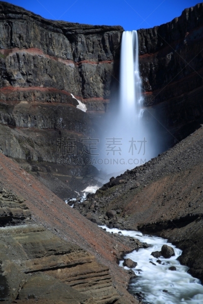 亨吉瀑布,冰岛东北部,垂直画幅,水,天空,美,云,瀑布,火山地形,巨大的