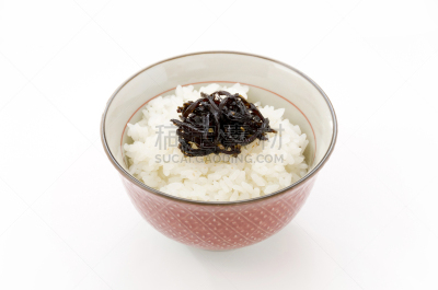 米,日本食品,藻煎煮品,昆布,白色背景,海产,膳食,食品,食品杂货,图像