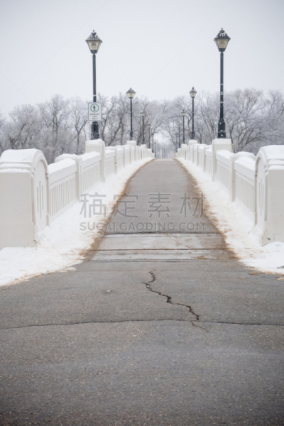 霜,桥,寒冷,环境,从容态度,雪,天气,加拿大,温尼伯,小路