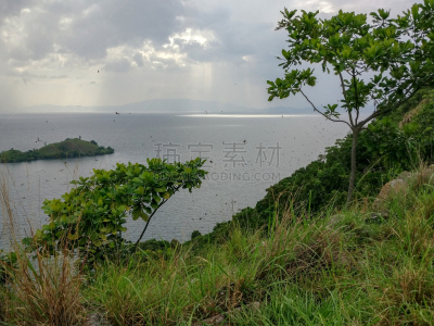 基伍湖,非洲,卢旺达,水,天空,美,水平画幅,旅行者,夏天,户外