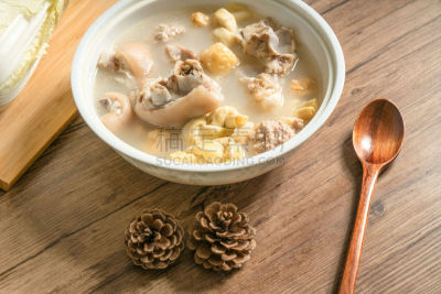 猪蹄,木制,汤,背景,传统,热,清新,香料,食品,中国食品