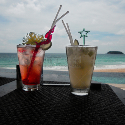 鸡尾酒,海洋,玻璃杯,背景,两个物体,红毛丹,气候,沙子,旅行者,夏天
