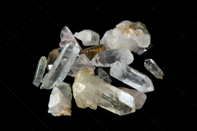 水晶,石英,黑色背景,飘然,平视角,虎眼石,替代医药,透明,多样,地质学