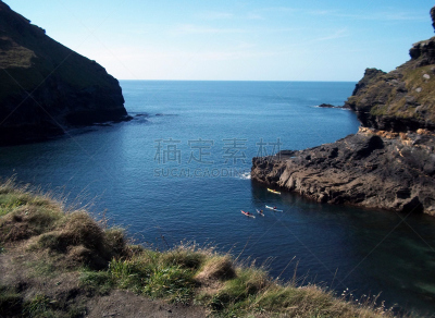 海岸线,小路,悬崖,波斯卡斯特,海港,视角,康沃尔,风景,图像,海洋
