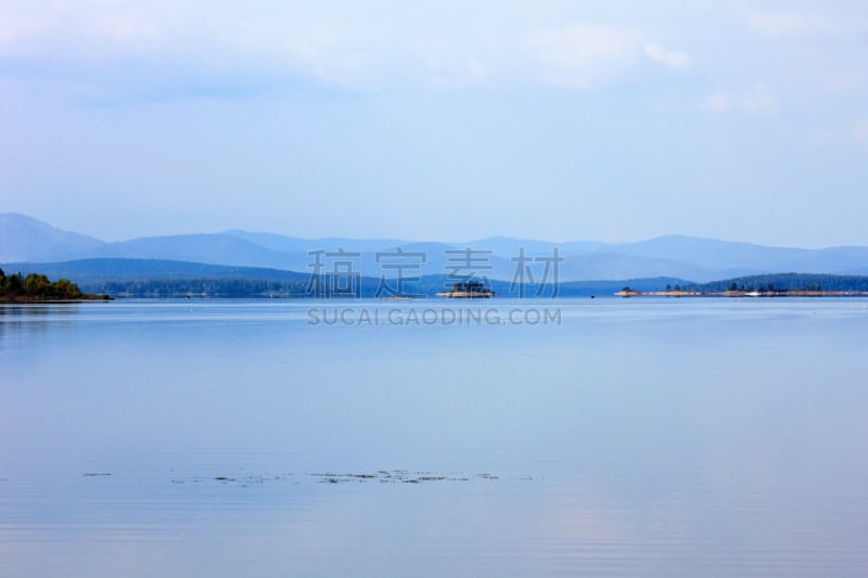 岛,远距离,秘密,云,水面,色彩鲜艳,小的,自然美,海岸线,湖