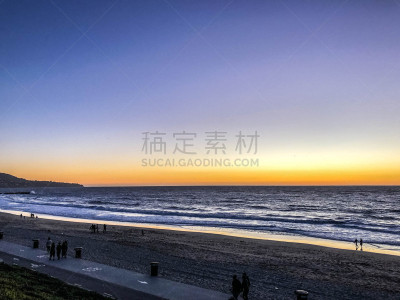 波浪,码头,雷东多比奇,水边,加利福尼亚,曙暮光,黄昏,鸟类,海岸线,阴影