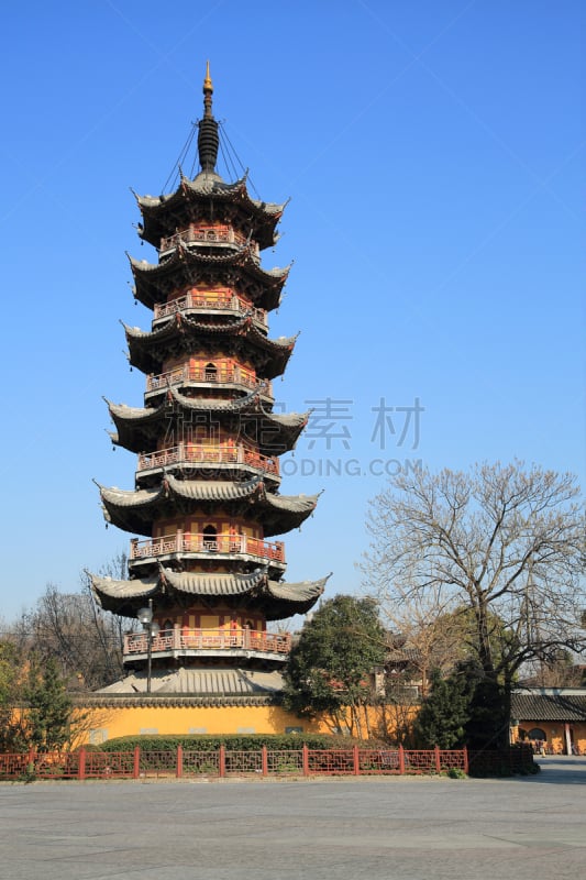 龙华寺,宝塔,上海,垂直画幅,旅游目的地,无人,户外,特写,寺庙,中国