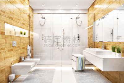 现代,巨大的,浴室,华贵,地板,瓷砖,住宅内部,三维图形,建筑,木制