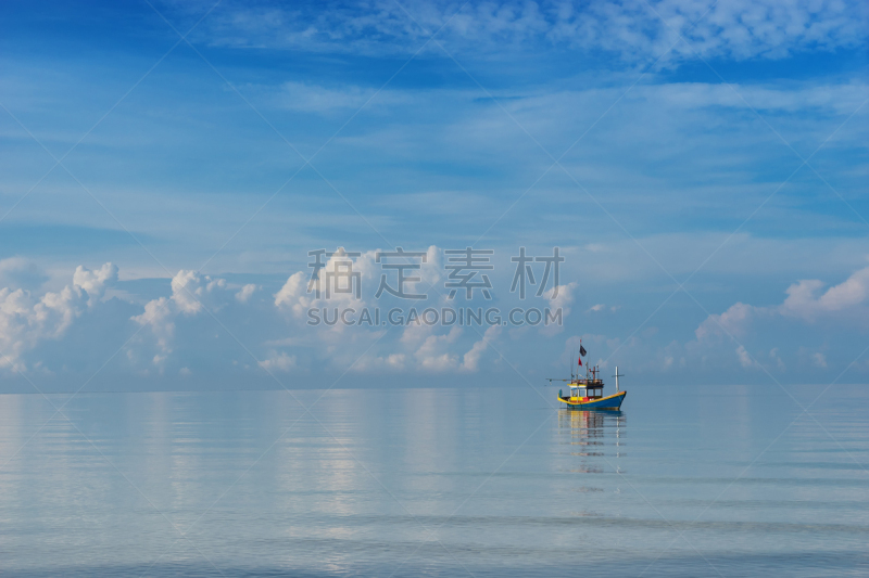 天空,概念,海洋,极简构图,背景,早晨,云景,平底船,船,运动