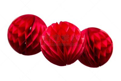 红色,蜂窝,分离着色,纸球,白色背景,球,式样,灯笼,水平画幅,形状