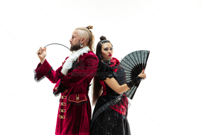 传统,女人,侯爵夫人公寓大楼,青年男人,中世纪时代,侯爵,古服装,接力赛,衣服,过时的