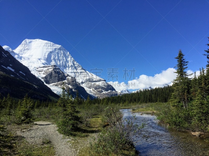 加拿大,小路,罗伯逊山,贝格湖,罗布森山省立公园,大不列颠哥伦比亚,冰河,俄亥俄河,多样,云