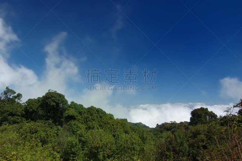 内政部,天空,水平画幅,无人,蓝色,户外,泰国,山,清迈省,万里无云