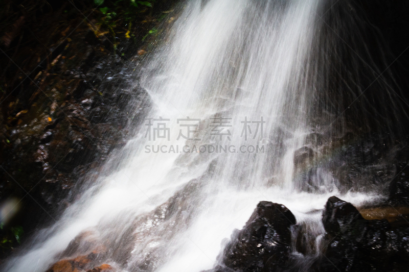 森林,水下落,黑色背景,石头,湿,暗色,清新,环境,泰国,河流