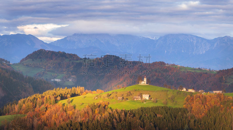 云,草,户外,天空,建筑,草地,山谷,julian alps,欧洲