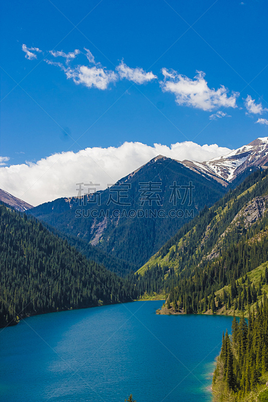 湖,哈萨克斯坦,掸邦,山脉,自然,垂直画幅,山脊,无人,全景,风景
