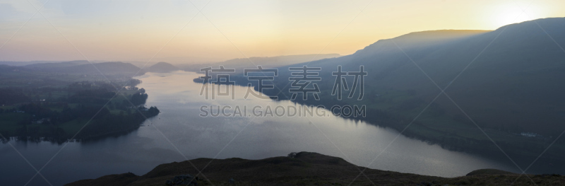 英格兰湖区,坎布里亚,湖,黎明,英国,风景,哈林菲尔山,佩特戴尔梗,乌兹渥特湖,水