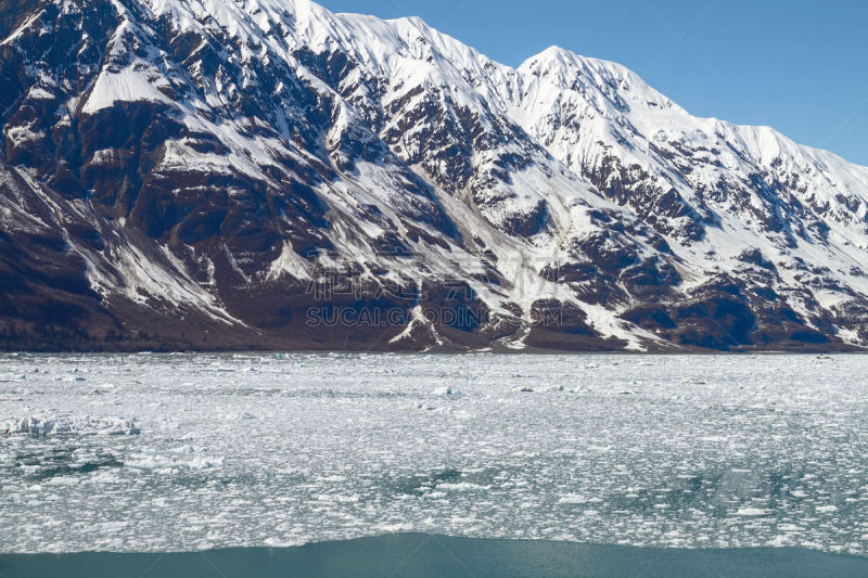 哈伯冰河,冰山,阿拉斯加,海洋,水,气候,水平画幅,雪,无人,巨大的