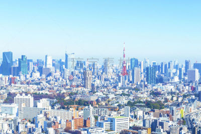 东京塔,东京,晴朗,地形,白昼,伦敦城,天空,留白,城镇景观,水平画幅