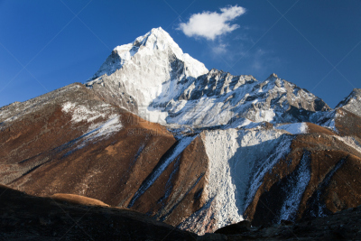 阿马达布朗峰,山,全景,黄昏,大本营,坤布,珠穆朗玛峰,尼泊尔,喜马拉雅山脉,天空