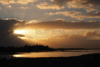 科里布湖,一只动物,美,水平画幅,云,无人,夏天,户外,光,云景