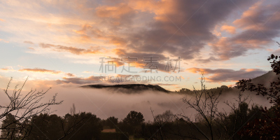 塞文山区,黎明,天空,美,水平画幅,云,山,无人,早晨,夏天