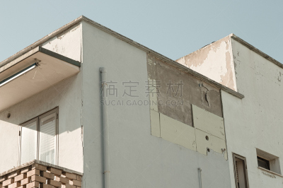 被抛弃的,意大利,法诺,平衡折角灯,建筑体,大特写,天空,美,留白,洞