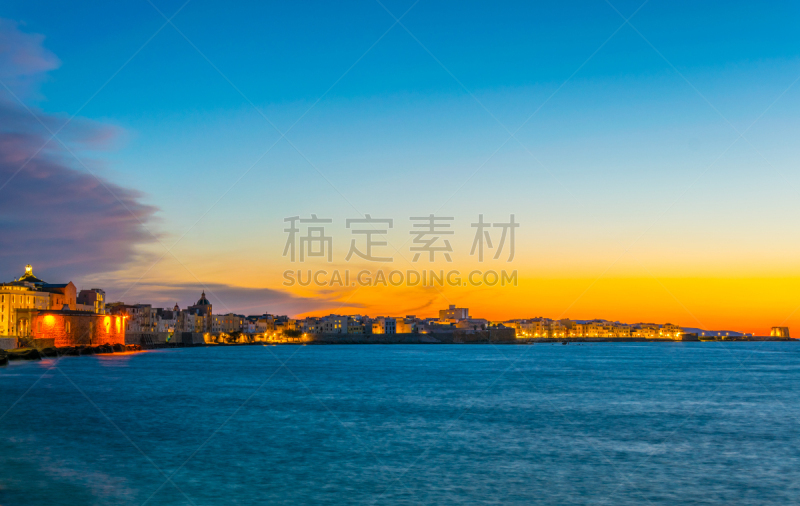 城市,意大利,都市风景,海滩,特拉帕尼,黄昏,圆顶建筑,地中海,户外,建筑