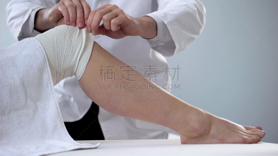 病人,身体受伤,绷带,门诊部,膝,急救包,健康保健,运动,一个人,腿