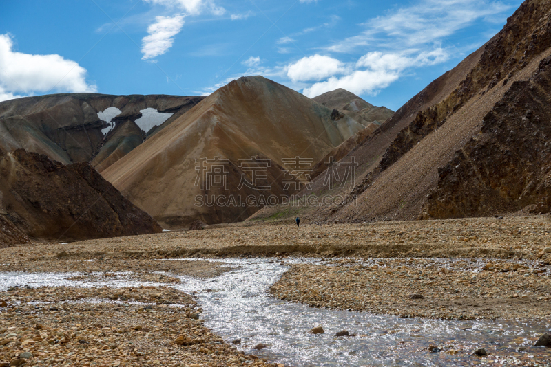 火山,兰德玛纳,fjallabak nature reserve,冰岛国,山,灰色,橙色,雪,草,色彩鲜艳