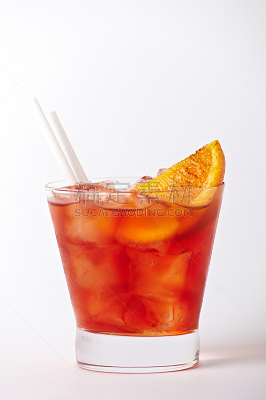 冰块,鸡尾酒,饮料,特写,白色背景,分离着色,橙子,垂直画幅,玻璃,含酒精饮料