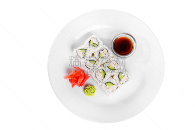 寿司,白色,背景,分离着色,生姜,传统,菜单,清新,背景分离,寿司卷