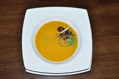 汤,南瓜汤,水平画幅,素食,无人,开胃品,膳食,乡村风格,特写,装饰菜