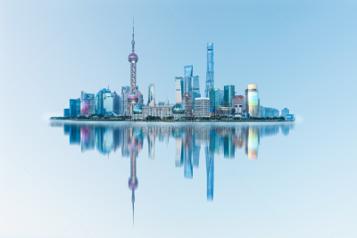 上海,外滩,水,天空,留白,水平画幅,无人,黄浦江,户外,浦东