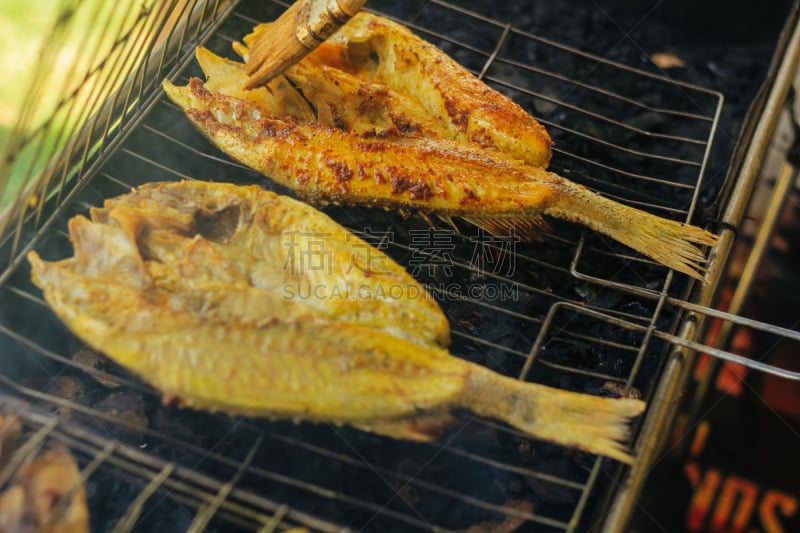 格子烤肉,食品,印度尼西亚,鱼类,传统,商务,热,清新,一个人,烤肉架