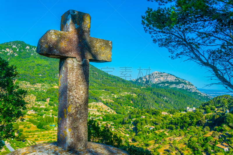 十字形,马略卡,西班牙,齿状山脊,sierra de tramuntana,背景,视角,自然界的状态,野生动物,著名景点