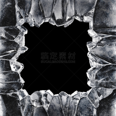 三维图形,冰,水晶,边框,黑色背景,分离着色,风,洞,形状,无人