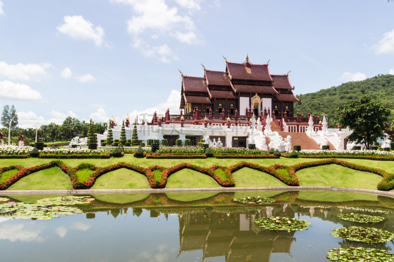 泰国,拉那风景饭店,楼梯栏杆,纪念碑,天空,园艺展览,门厅,著名景点,清迈省,狮子