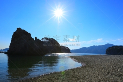 天空,海洋,岩手县,青绿色,著名自然景观,波浪,瑞奥莱特幽灵城,石头,岩石,户外