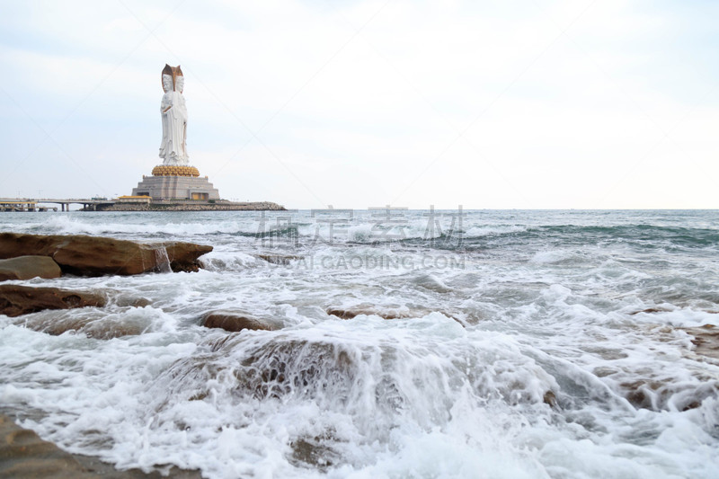 海洋,四臂观音,三亚,海南省,观音菩萨,天空,水平画幅,地形,岩石,无人