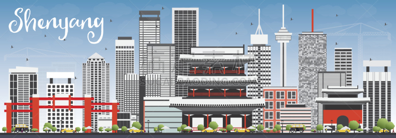 沈阳,天空,城市天际线,建筑外部,蓝色,灰色,商务,城市生活,旅途,云
