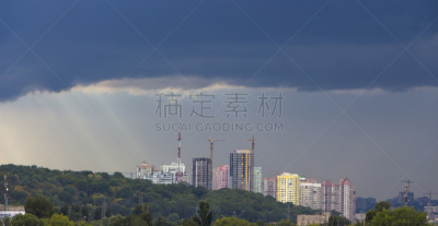 乌云,城市,夜晚,在上面,彩色图片,反差,重的,天空,暴风雨,气候