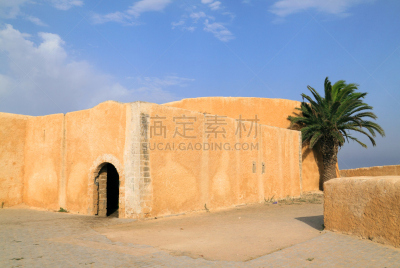 摩洛哥,世界遗产,高架铁路铁轨,埃泽拉勒,摩尔人风格,城墙,殖民地式,水平画幅,墙,无人
